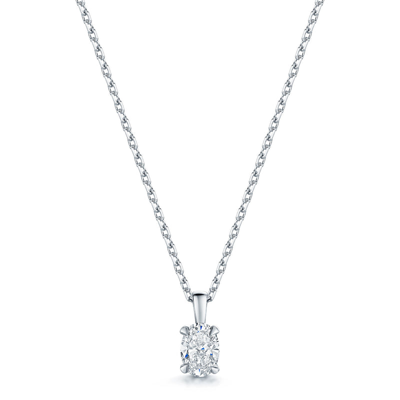 Berry's Platinum Oval Cut Diamond Single Stone Pendant - Berry's Jewellers