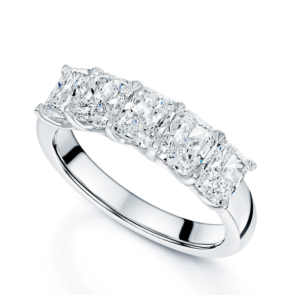 Berry's Platinum Radiant Cut Diamond Five Stone Eternity Ring - Berry's Jewellers