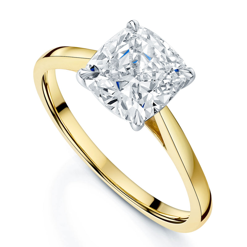 18ct Yellow Gold Cushion Cut Diamond Solitaire Ring