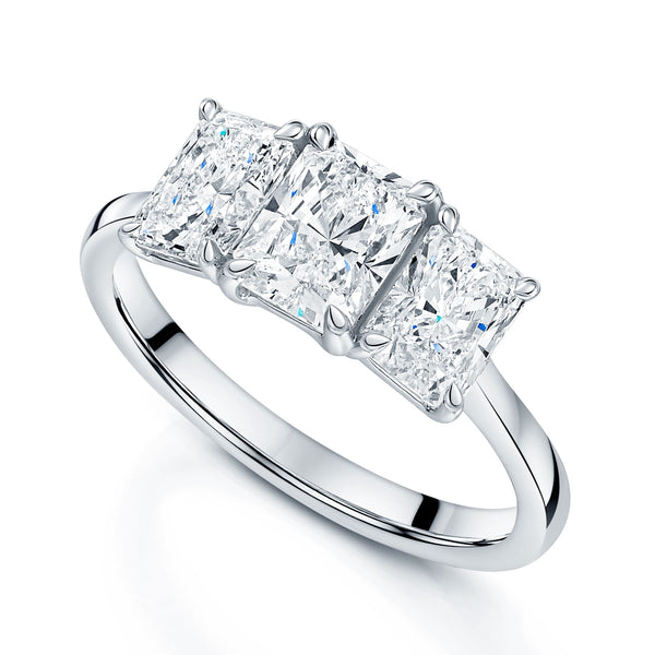 Berry's Platinum Radiant Cut Diamond Three Stone Ring - Berry's Jewellers