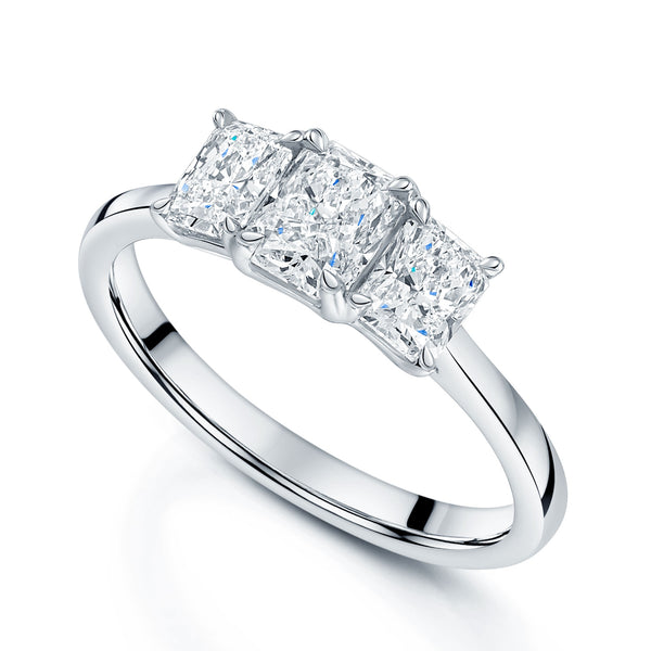 Berry's Platinum GIA Radiant Cut Diamond Three Stone Ring - Berry's Jewellers
