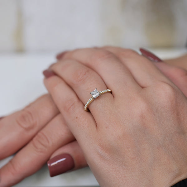 Berry's 18ct Yellow Gold Princess Cut Diamond Ring With Diamond Shoulders - Berry's Jewellers