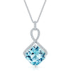 Berry's 18ct White Gold Cushion Aquamarine And Diamond Pendant - Berry's Jewellers