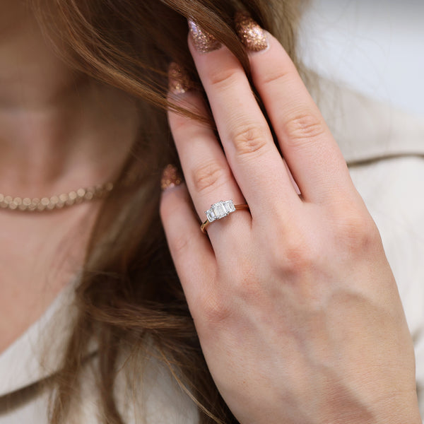 Berry's 18ct Yellow Gold GIA Emerald Cut Three Stone Diamond Ring - Berry's Jewellers