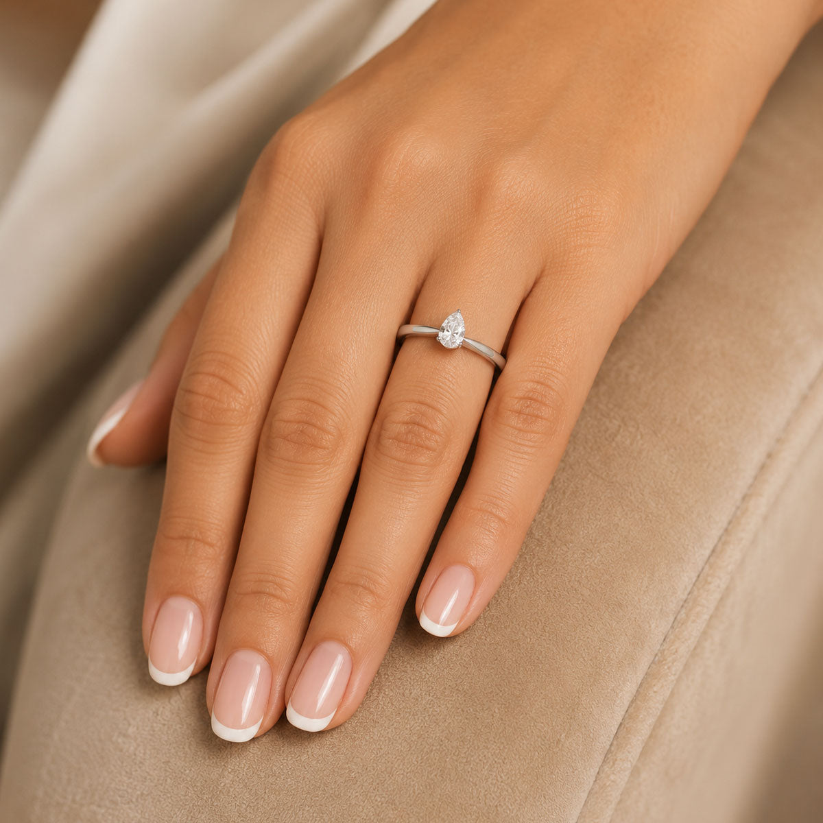 Platinum Pear Cut Diamond Engagement Ring