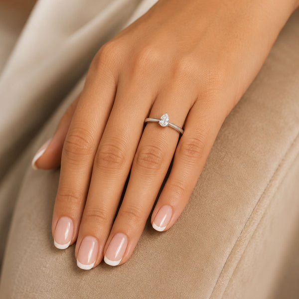 Platinum Pear Cut Diamond Engagement Ring