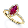Berry's 18ct Yellow Gold Marquise Cut Ruby And Diamond Halo Ring - Berry's Jewellers