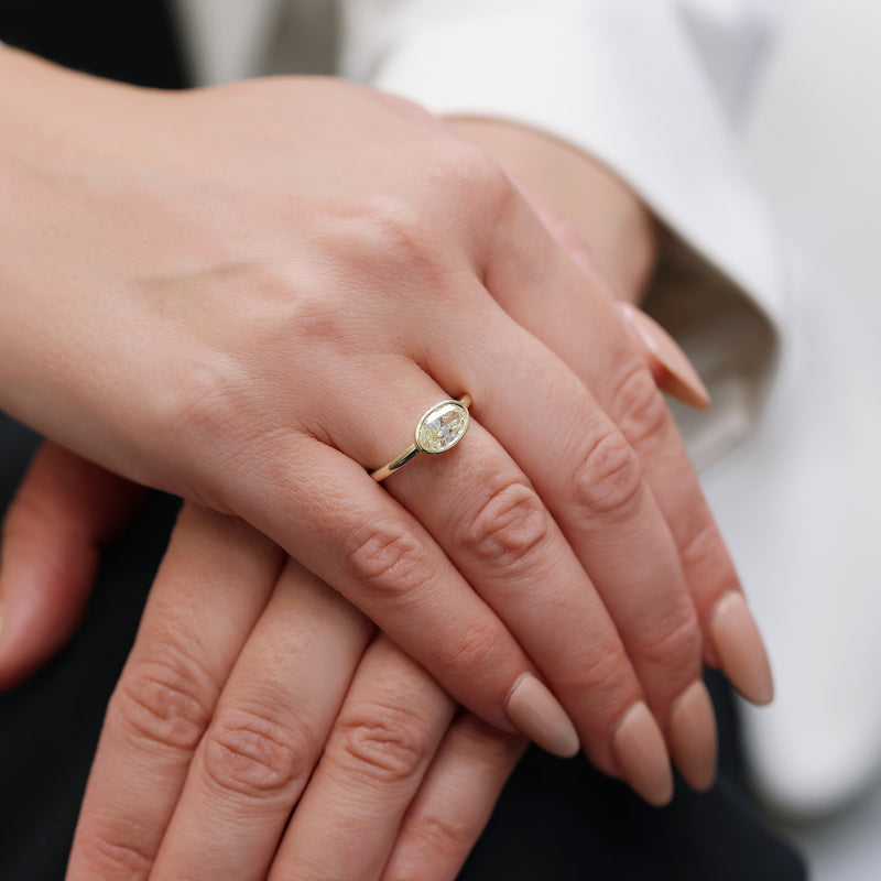 Berry's 18ct Yellow Gold Oval Cut Fancy Yellow Diamond Rub Over Set Ring - Berry's Jewellers