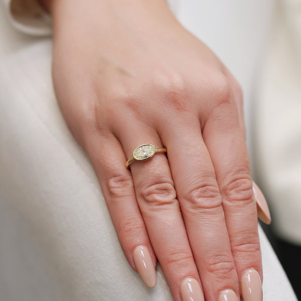 Berry's 18ct Yellow Gold Oval Cut Fancy Yellow Diamond Rub Over Set Ring - Berry's Jewellers