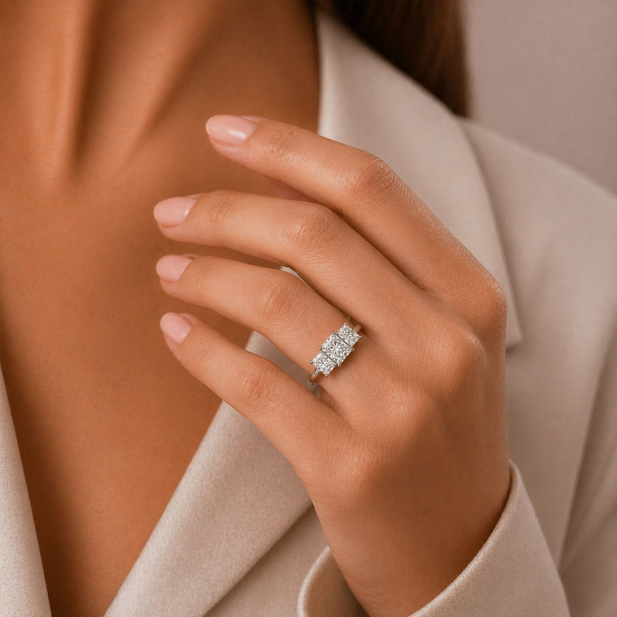 Berry's Platinum Radiant Cut Diamond Three Stone Ring - Berry's Jewellers