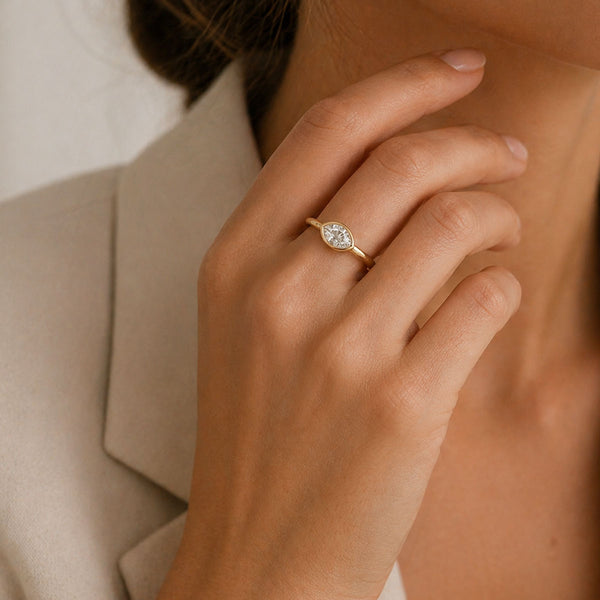 Berry's 18ct Yellow Gold Marquise Cut Horizontal Rub Over Set Ring - Berry's Jewellers
