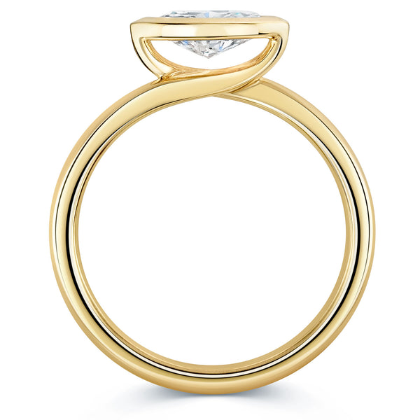 Berry's 18ct Yellow Gold Marquise Cut Horizontal Rub Over Set Ring - Berry's Jewellers