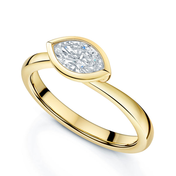 Berry's 18ct Yellow Gold Marquise Cut Horizontal Rub Over Set Ring - Berry's Jewellers