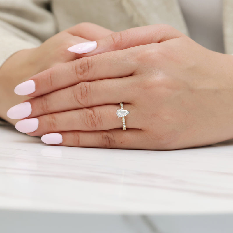 Berry's 18ct Yellow Gold GIA Certificated Pear Cut Diamond Solitaire Ring With Diamond Shoulders - Berry's Jewellers