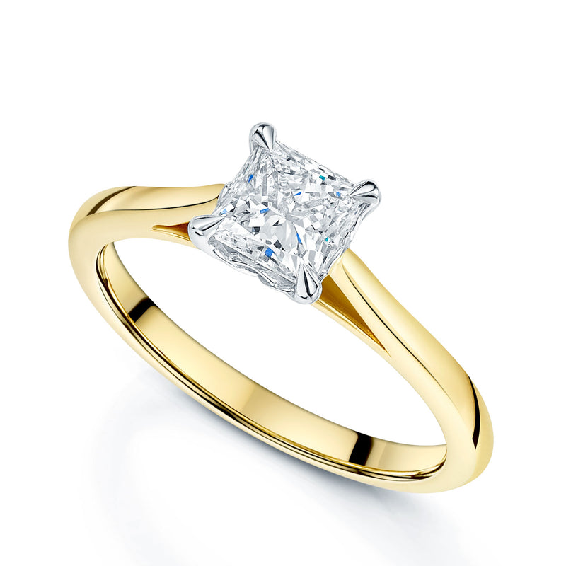 18ct Yellow Gold GIA Certificated Princess Cut Diamond Ring