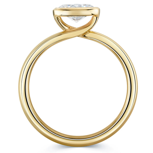 Berry's 18ct Yellow Gold Oval Cut Horizontal Rub Over Set Ring - Berry's Jewellers