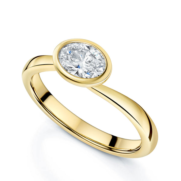 Berry's 18ct Yellow Gold Oval Cut Horizontal Rub Over Set Ring - Berry's Jewellers