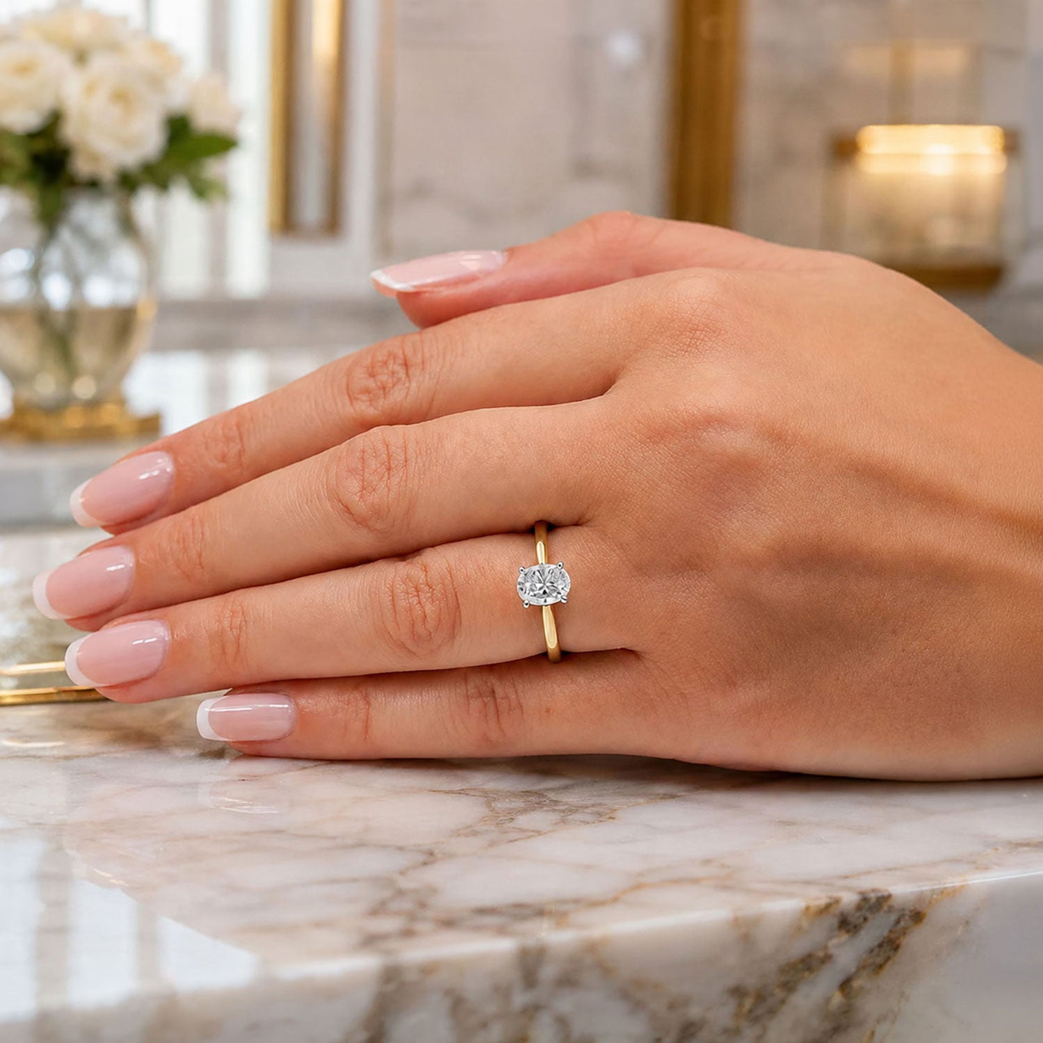 18ct Yellow Gold GIA Certificated Oval Cut Diamond Solitaire Ring