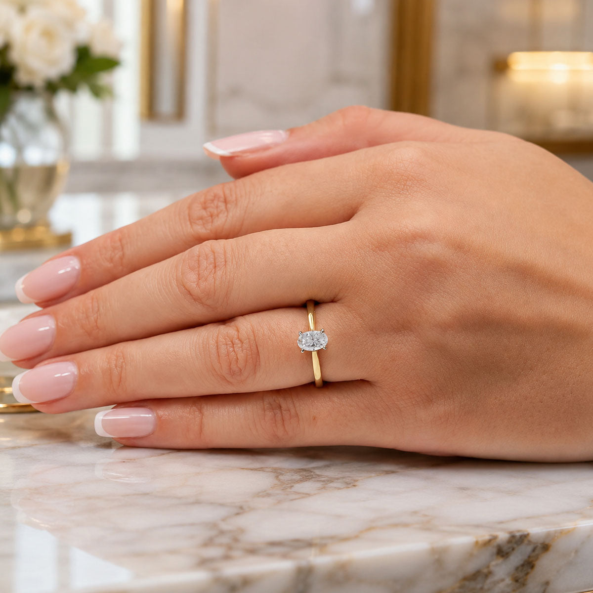 18ct Yellow Gold GIA Certificated Oval Cut Diamond Solitaire Ring