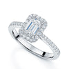 Berry's Platinum GIA Certificated Emerald Cut Diamond Halo Ring With Diamond Shoulders - Berry's Jewellers