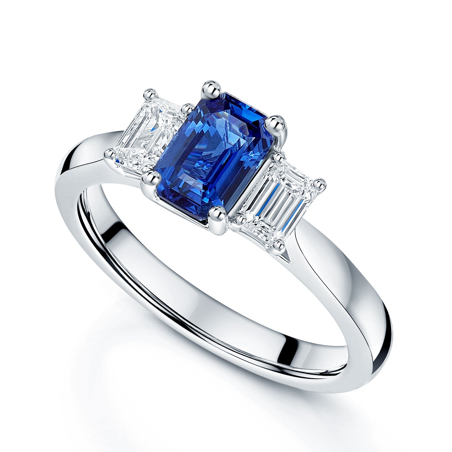 Platinum Sapphire And Diamond Three Stone Ring