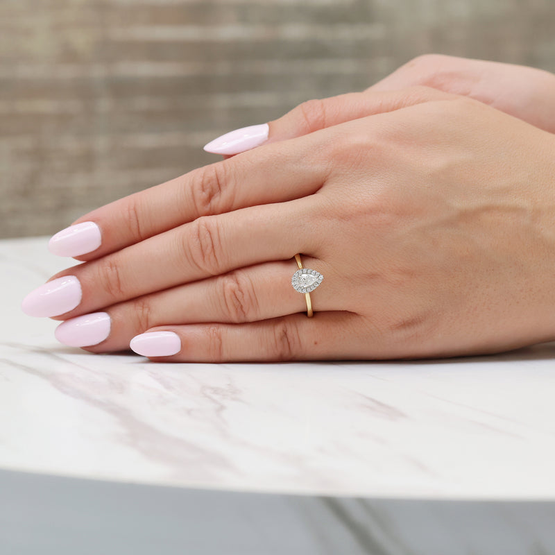 Berry's 18ct Yellow Gold GIA Certificated Pear Cut Diamond Halo Ring - Berry's Jewellers