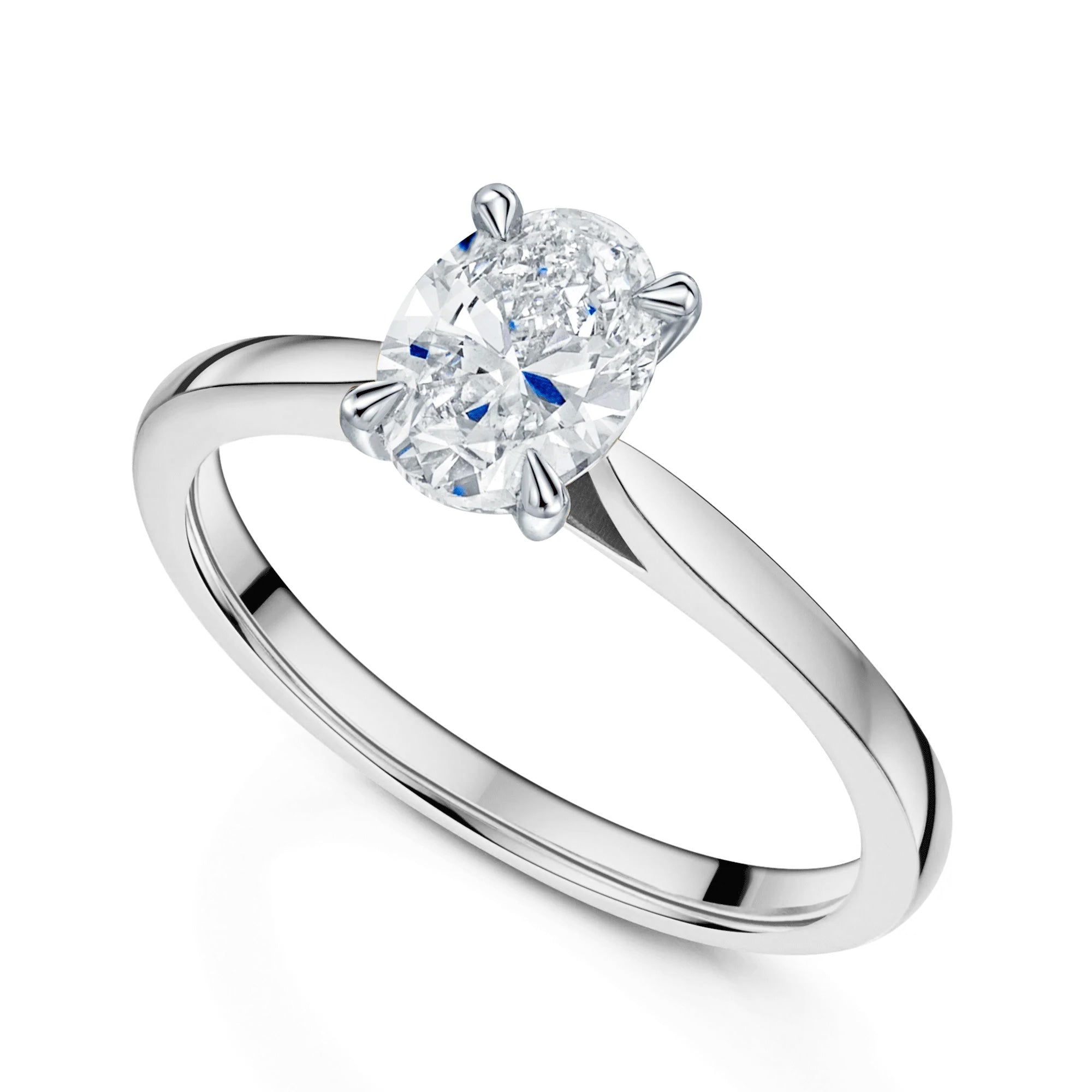 Platinum GIA Certificated Oval Cut Diamond Claw Set Solitaire Ring