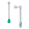 18ct White and Yellow Gold Three Pear Cut Emerald and Diamond Drop Earrings