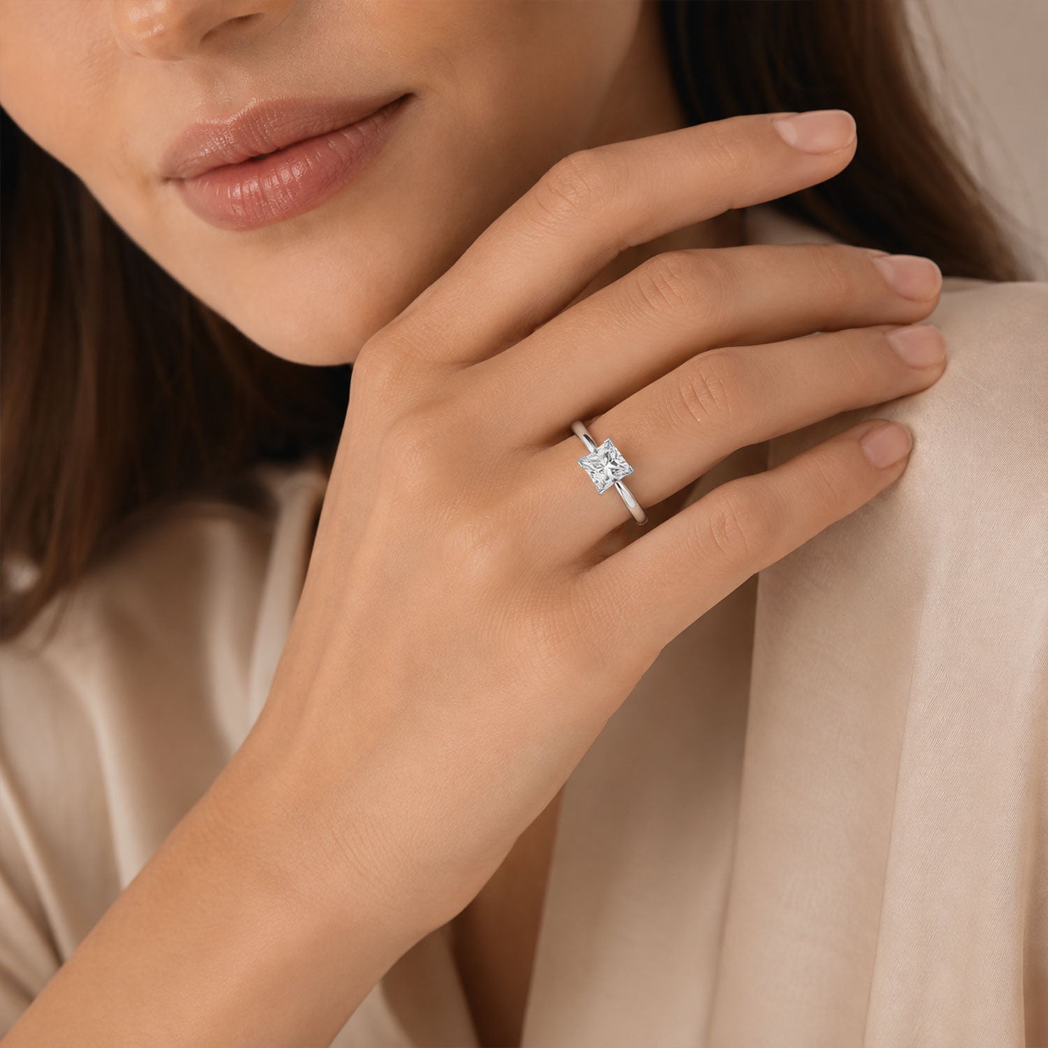 Platinum Princess Cut Diamond Ring with Four Corner Claws