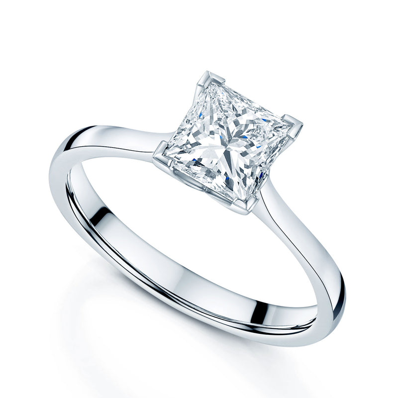 Platinum Princess Cut Diamond Ring with Four Corner Claws