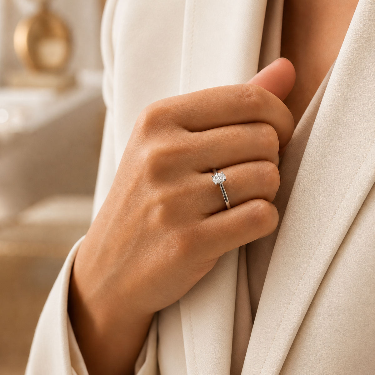 Platinum Oval Cut Diamond Engagement Ring