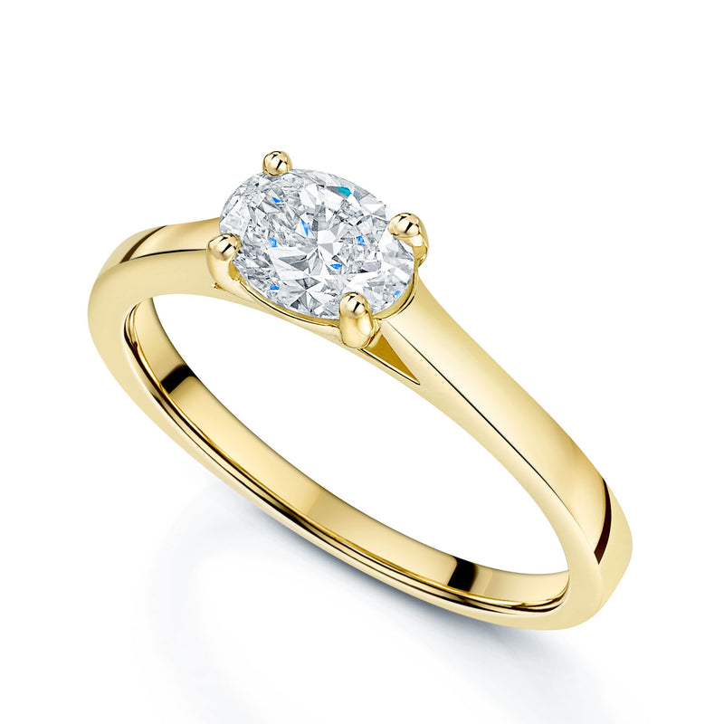 Berry's 18ct Yellow Gold Oval Cut Diamond Horizontal Set Engagement Ring - Berry's Jewellers