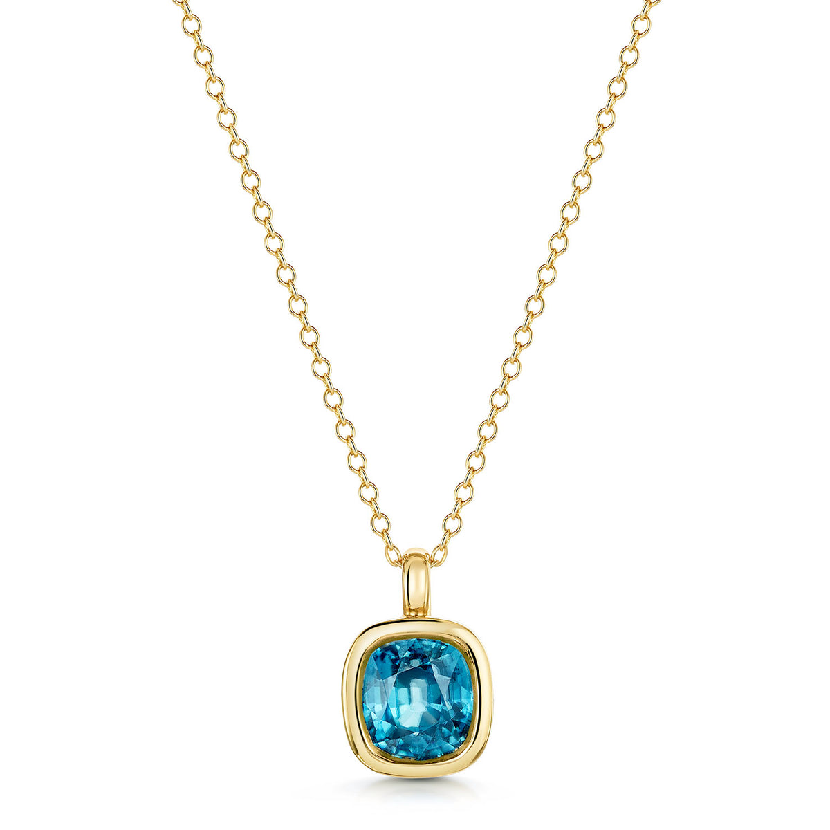 18ct Yellow Gold Blue Zircon Pendant