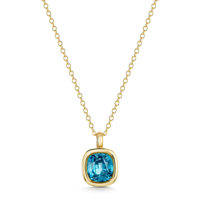 18ct Yellow Gold Blue Zircon Pendant