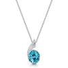 18ct White Gold Blue Zircon and Diamond Pendant