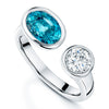 Platinum Blue Zircon And Diamond Toi Et Moi Ring