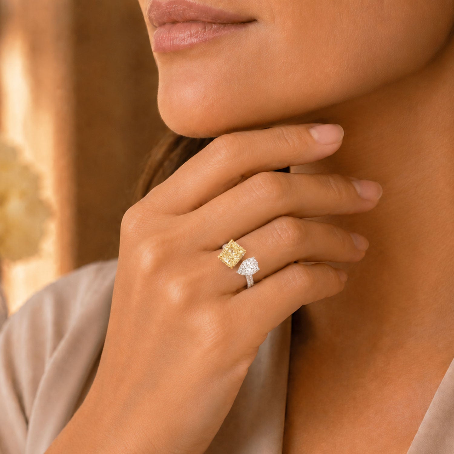 Berry's Platinum Toi et Moi Fancy Yellow Diamond and White Diamond Ring - Berry's Jewellers