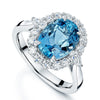 Platinum Aquamarine and Diamond Cluster Ring