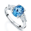 Platinum Aquamarine and Diamond Three Stone Ring