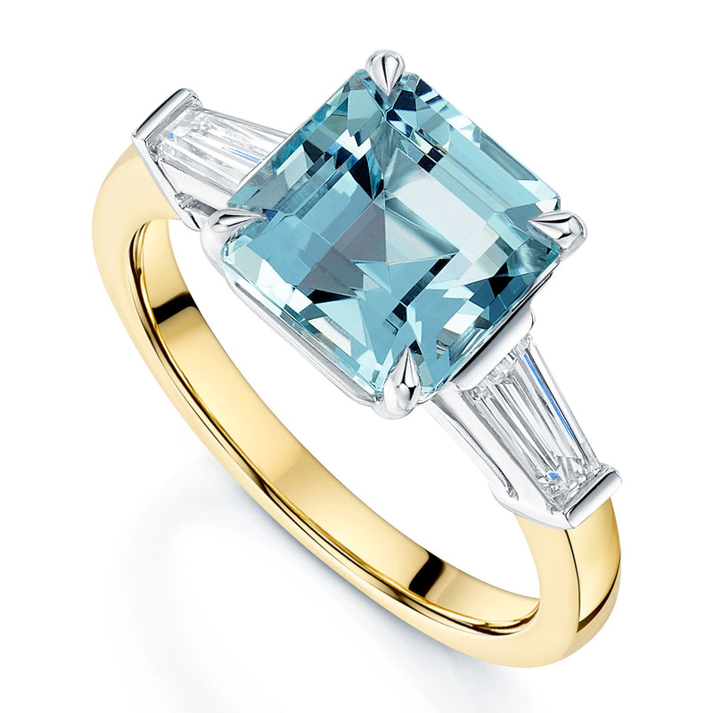 18ct Yellow Gold Aquamarine And Diamond Ring