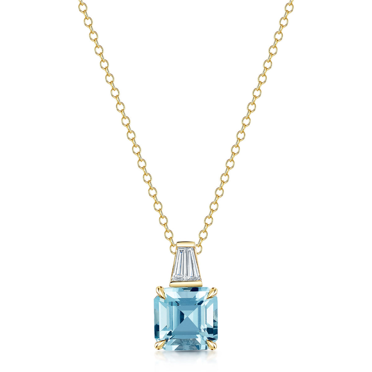 18ct Yellow Gold Aquamarine And Diamond Pendant