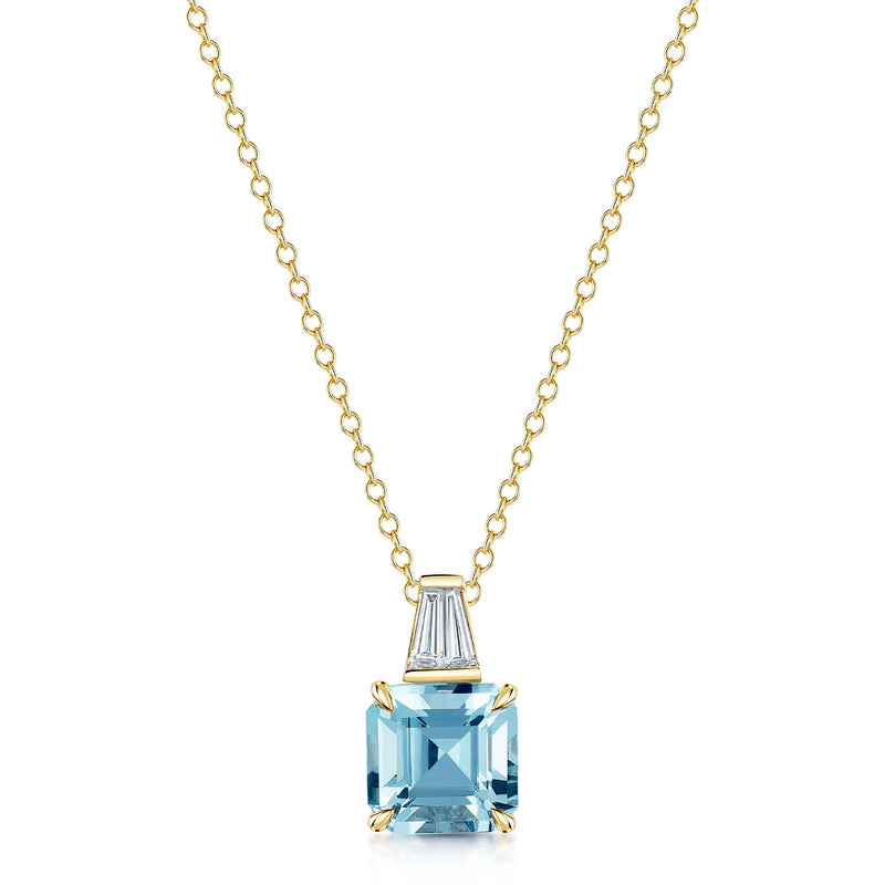 18ct Yellow Gold Aquamarine And Diamond Pendant