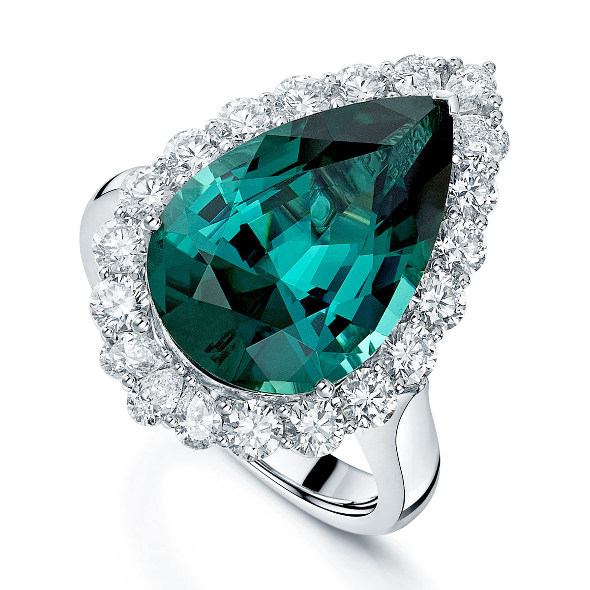 Platinum Indicolite Tourmaline And Diamond Cluster Convertible Ring/Pendant