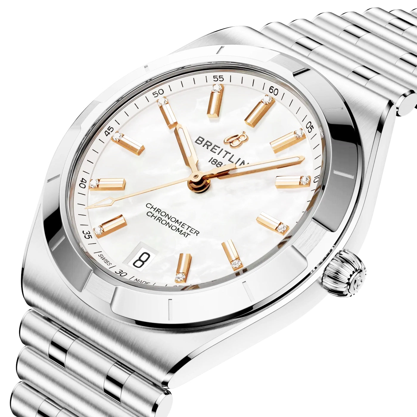 Chronomat 36mm White Mother of Pearl Diamond Dial Automatic Watch
