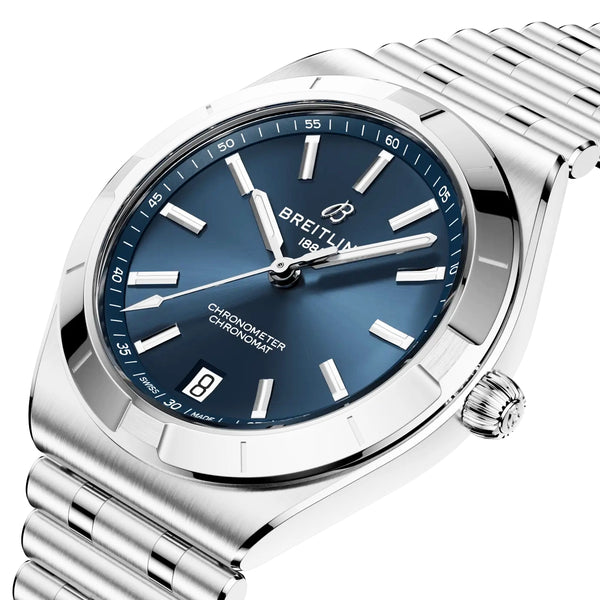 Breitling Chronomat 36mm Blue Dial Automatic Bracelet Watch - Berry's Jewellers