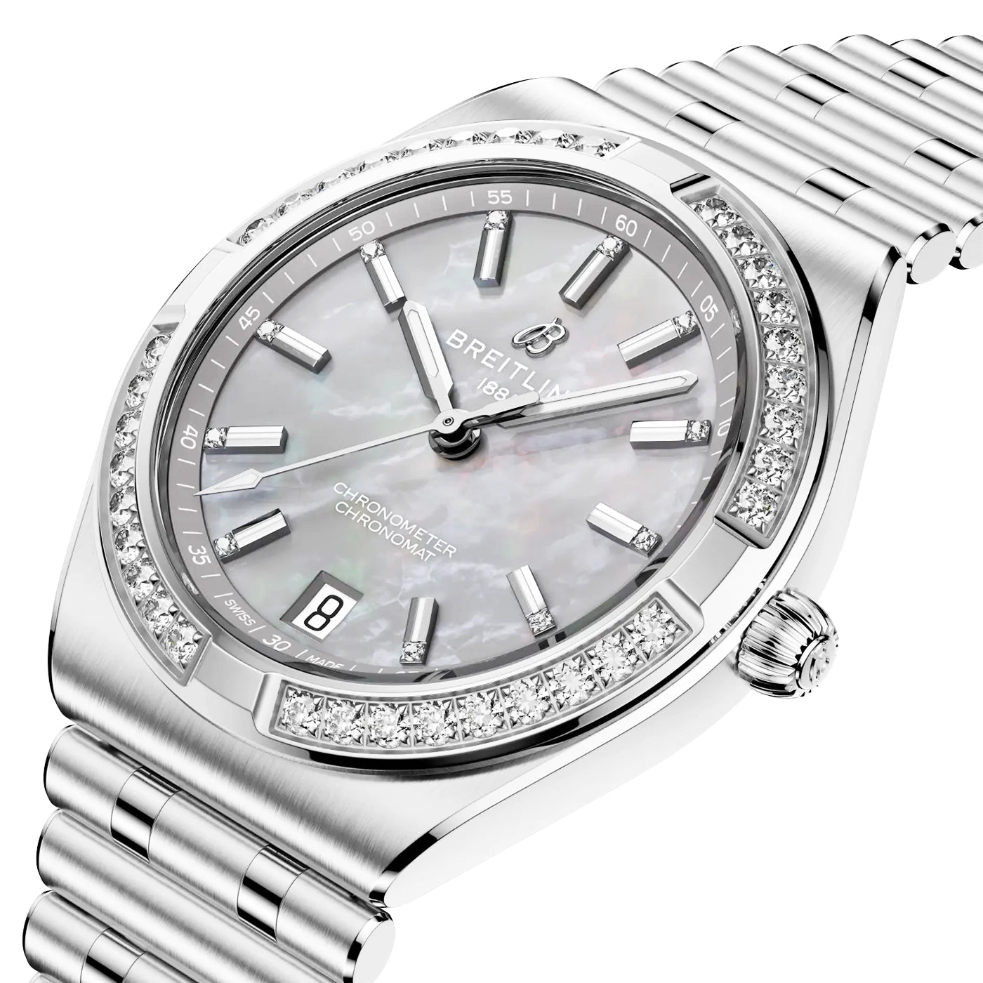 Chronomat 36mm Tahitian Mother of Pearl Diamond Dial Automatic Watch