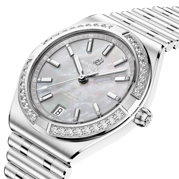 Chronomat 36mm Tahitian Mother of Pearl Diamond Dial Automatic Watch