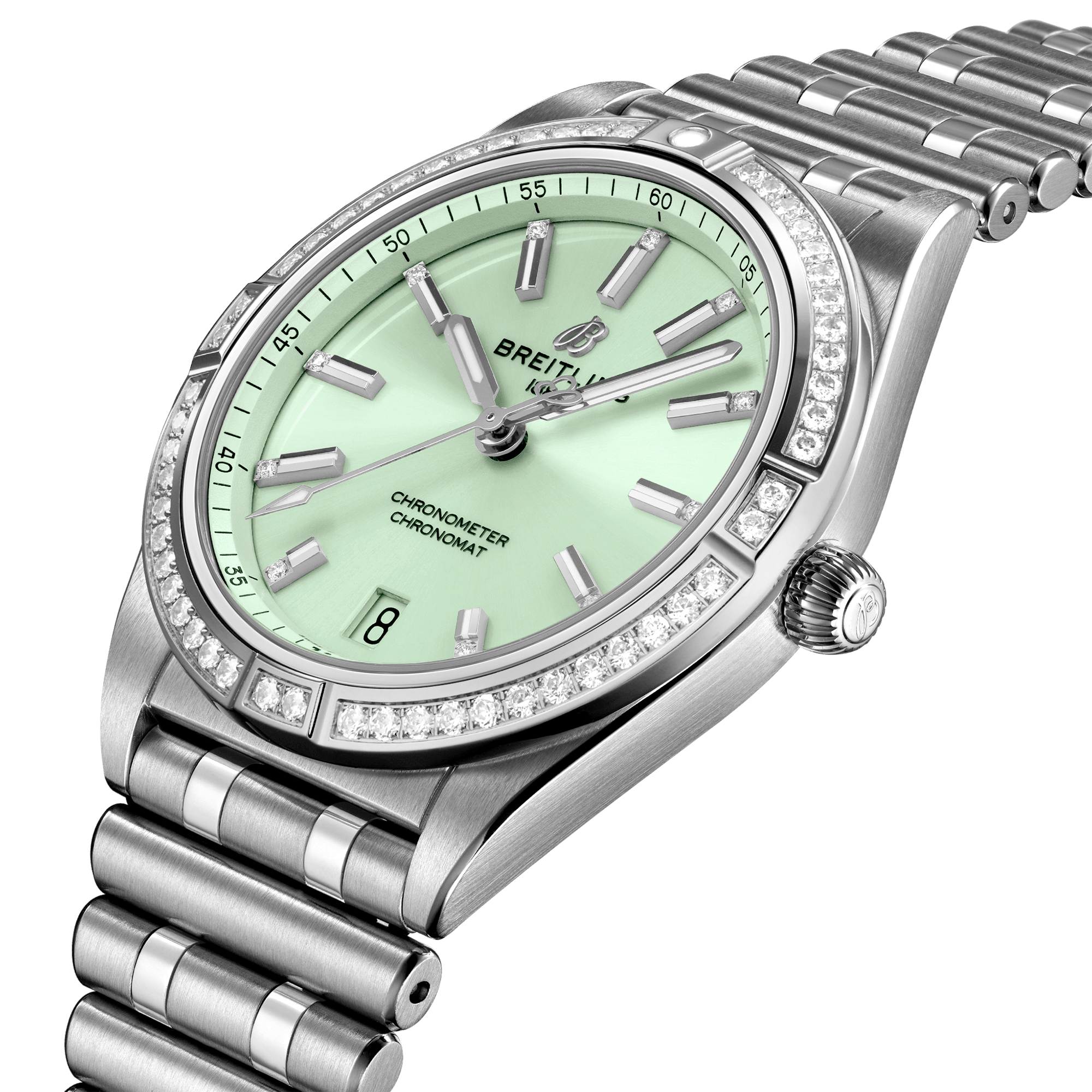 Chronomat 36mm Green Diamond Dial & Bezel Ladies Bracelet Watch