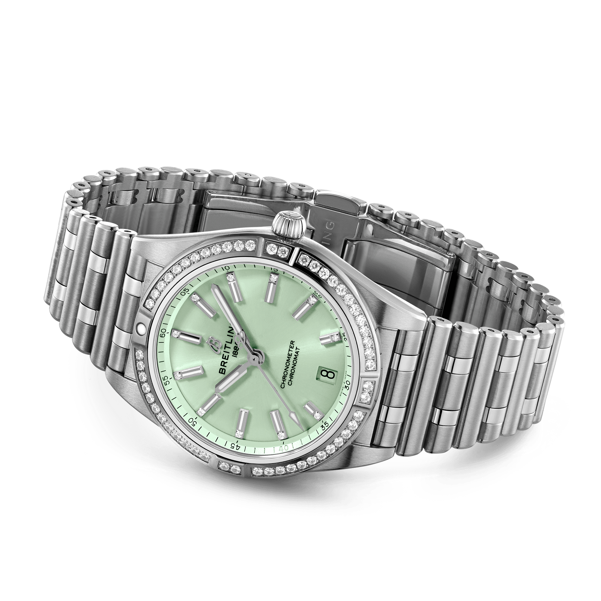 Chronomat 36mm Green Diamond Dial & Bezel Ladies Bracelet Watch