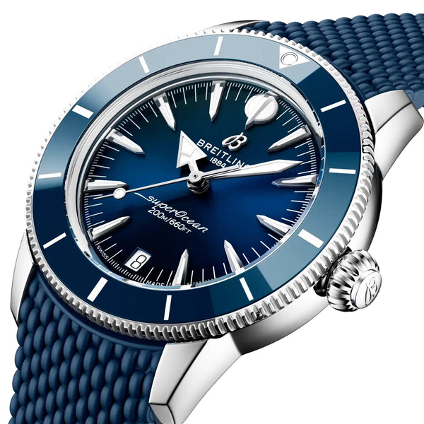 Breitling Superocean Heritage 36mm Blue Dial Rubber Strap Watch - Berry's Jewellers
